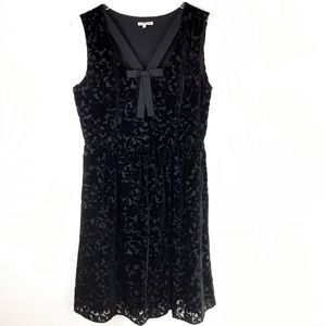 Lace & Mesh Sheer Black Velvet Overlay Dress